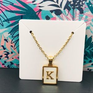 New Monogram Gold Pendant Necklace Letter “K”